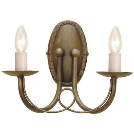Elstead Minster - 2 Light Indoor Candle Wandleuchte Schwarz, Gold, E14