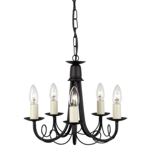 Elstead Minster - 5 Light Chandelier Black Finish, E14