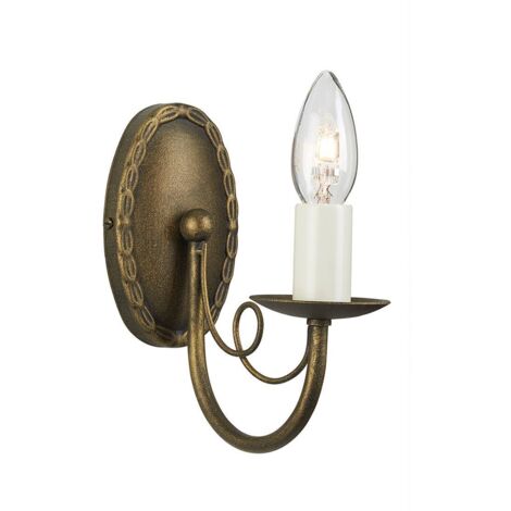 Elstead Minster - Lampada da parete a candela per interni a 1 luce Nero, Oro, E14