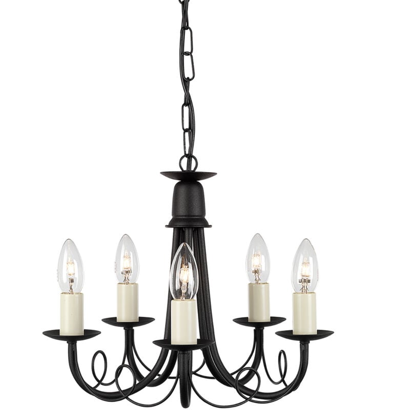 Elstead - Lampadario Industrial Nordico Minster Acciaio Nero 5 Luci E14