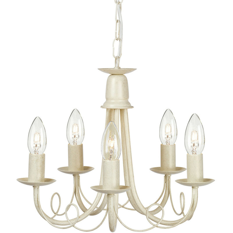 Elstead - Minster - Lampadario a 5 luci avorio, finitura oro, attacco E14