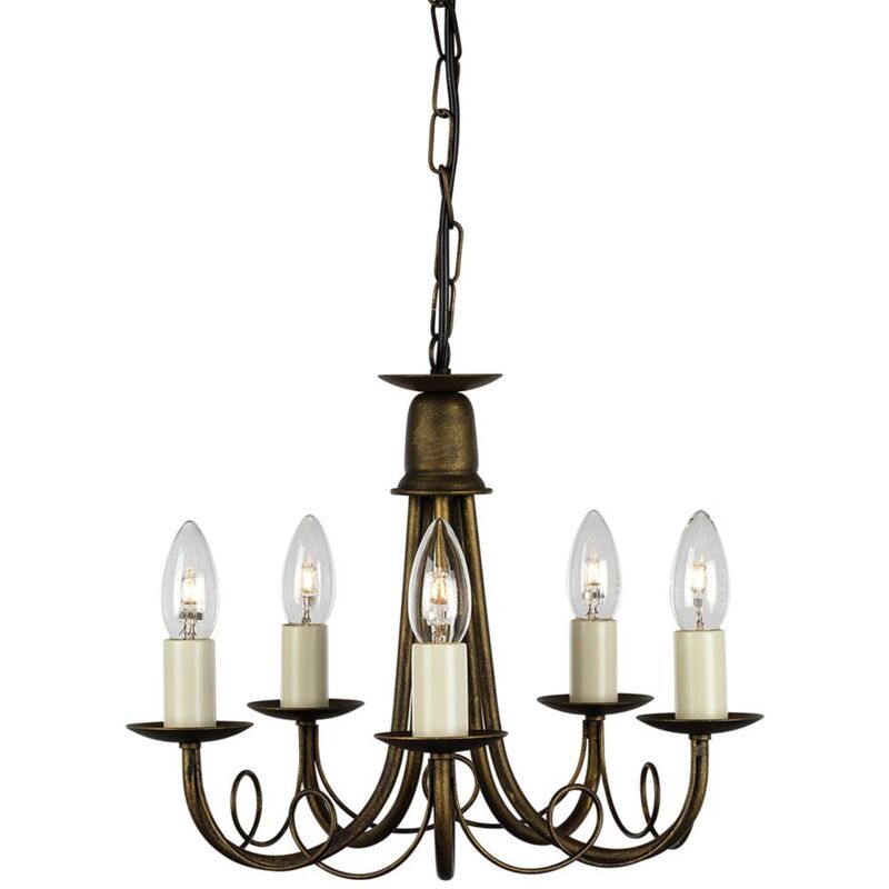 Minster - Lampadario a 5 luci Nero, Finitura Oro