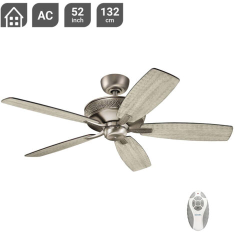 Elstead Monarch II Ventilateur de plafond 132 cm en étain antique bruni, télécommande
