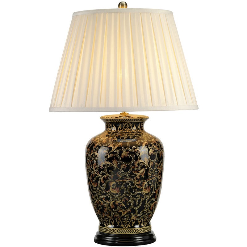 Morris - 1 Light Large Table Lamp Black, Gold, E27 - Elstead