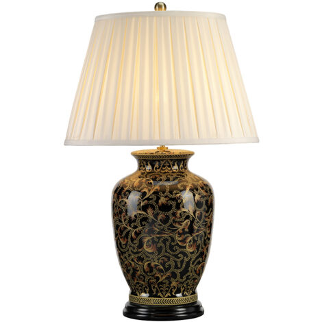Elstead Morris - Grande lampe de table à 1 lumière, noir, or, E27