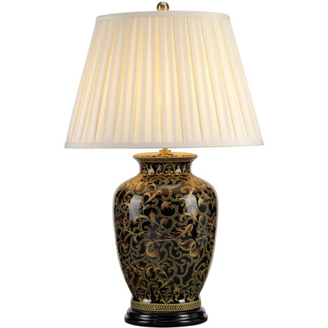 Elstead Morris - Lampada da tavolo 1 luce grande Nero, Oro, E27