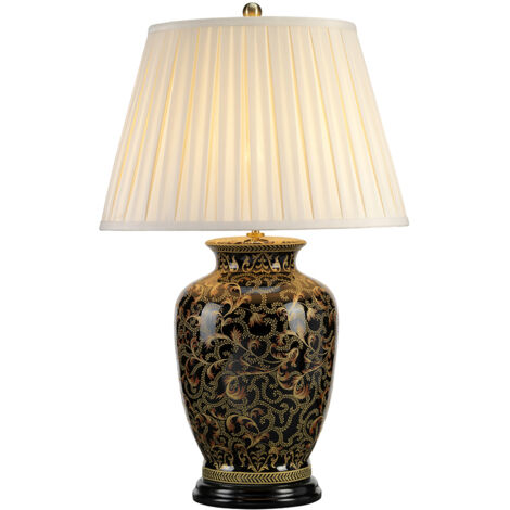 Elstead Morris - Lampada da tavolo 1 luce grande Nero, Oro, E27