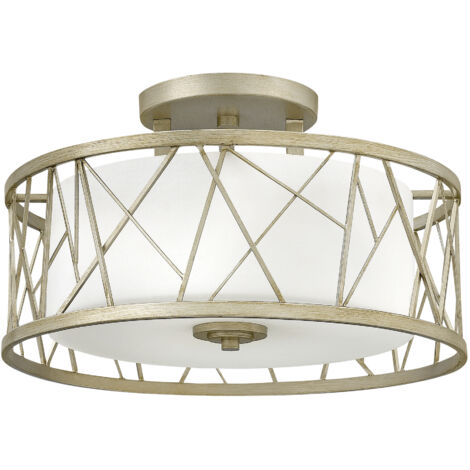 Elstead Nest - 3 Light Semi Flush Deckenleuchte Silver Leaf, E27