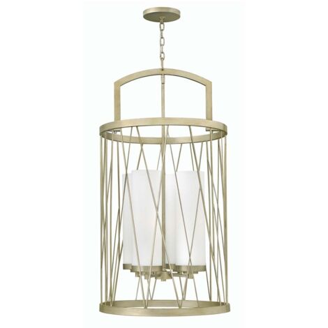 Elstead Nest - Lampadario a sospensione a 4 luci foglia argento, attacco E27