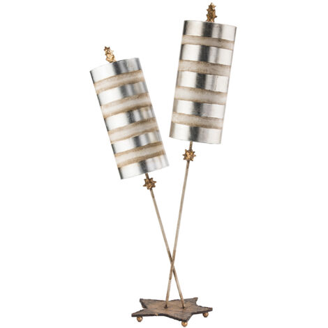 Elstead Nettle Luxe - Lampada da tavolo a 2 luci Crema, Foglia Argento, E27