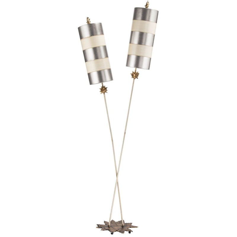 Nettle Luxe - Lampada da terra a 2 luci Argento, Beige, E27 - Elstead