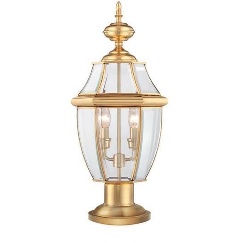 Newbury - Lampada a piantana da esterno a 2 luci Ottone lucido IP44, E14 - Elstead