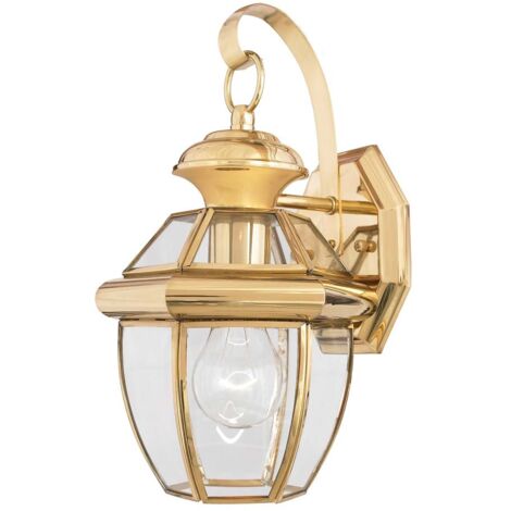 Elstead Newbury - Lanterna da Parete 1 Luce da Esterno Piccola Luce Ottone Lucido IP44, E27