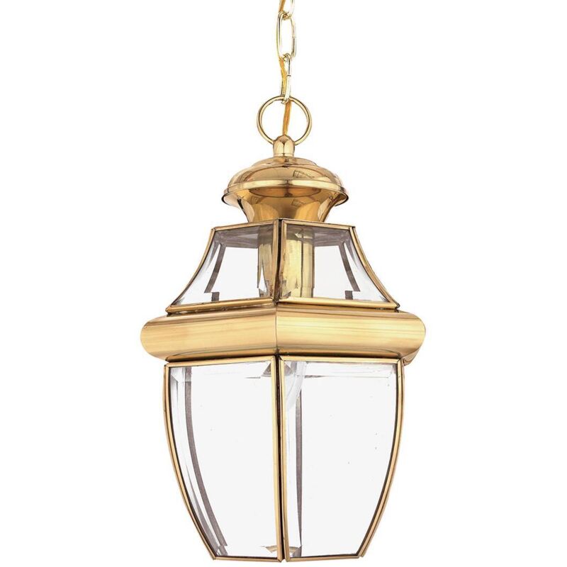 Lampe d'extérieur chaîne lanterne suspension finition cuivre vieilli h 33,4 cm laiton