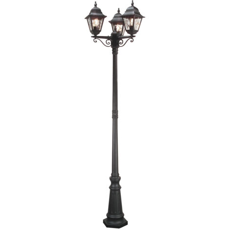 Elstead Norfolk - Lampadaire extérieur à 3 ampoules noir IP43, E27