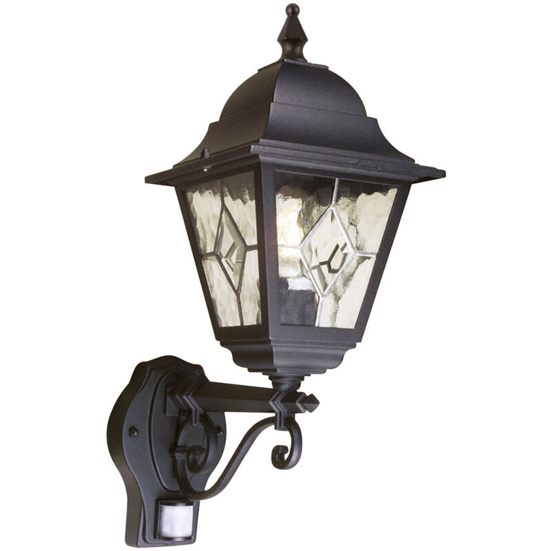Elstead Norfolk - Lanterna con sensore di movimento per esterni a 1 luce Nera IP43, E27