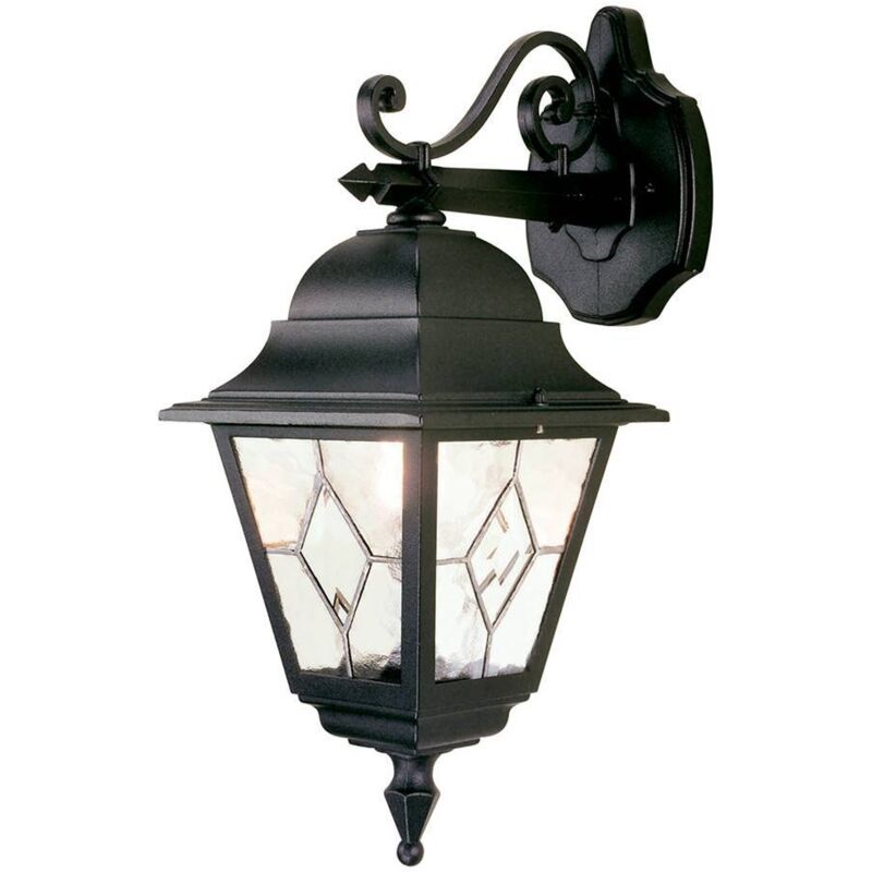 Norfolk - Lanterna da parete per esterni 1 luce con luce nera IP43, attacco E27 - Elstead