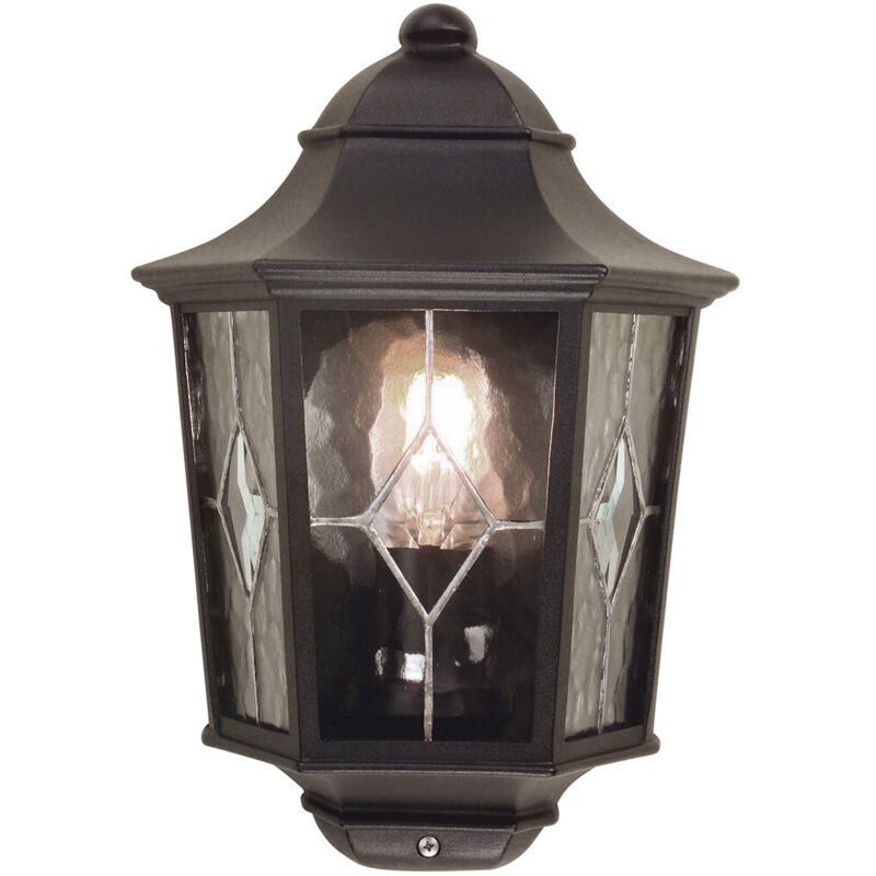 Norfolk - Mezza Lanterna da Parete per Esterni 1 Luce Nera IP44, E27 - Elstead