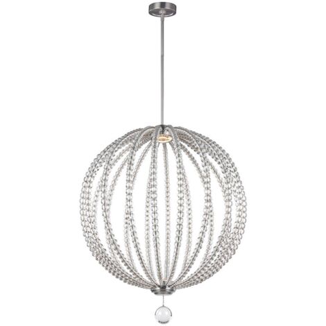 Elstead Oberlin - Lampada a sospensione a soffitto sferica grande a LED a 2 luci, nichel satinato