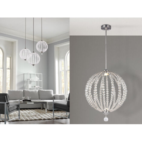 Elstead Oberlin - LED 2 Light Large Spherical Deckenanhänger Satin Nickel