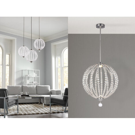 Elstead Oberlin - LED 2 Light Medium Spherical Deckenanhänger Satin Nickel