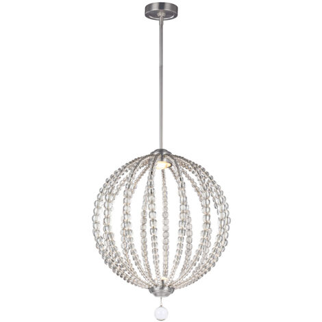 Elstead Oberlin - Luminaire suspendu sphérique moyen à 2 ampoules DEL, nickel satiné