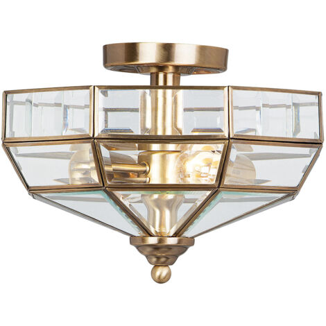Elstead Old Park - 2 Light Semi Flush Deckenleuchte Antik Messing, E27
