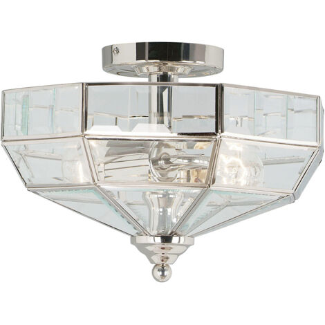 Elstead Old Park - 2 Light Semi Flush Deckenleuchte Nickel poliert, E27