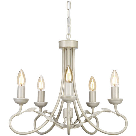 Elstead Olivia - 5 Leichte Kronleuchter Elfenbein, Gold Finish, E14