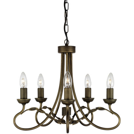 Elstead Olivia - 5 Light Chandelier Black, Gold Finish, E14