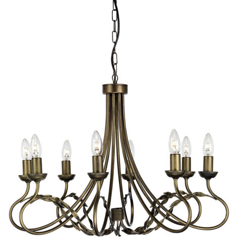 Elstead Olivia - 8 Light Chandelier Black, Gold Finish, E14