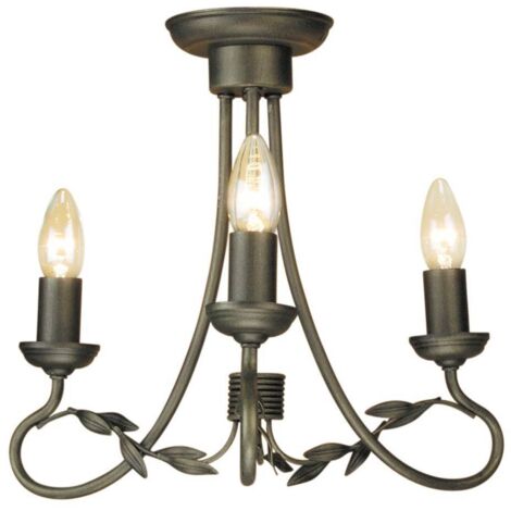 Elstead Olivia - Kronleuchter 3 Hellschwarz, Goldfinish, E14