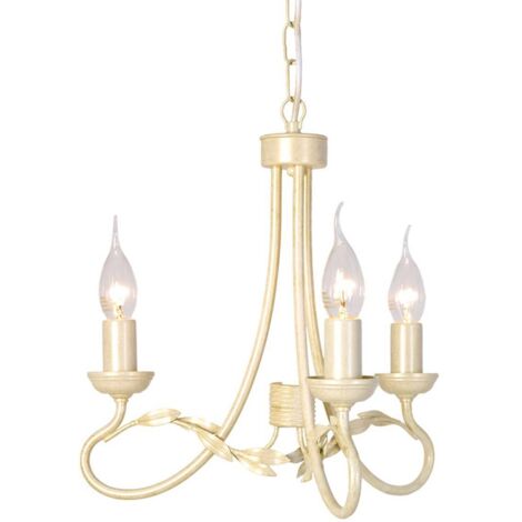 Elstead Olivia - Kronleuchter 3 Light Elfenbein, Gold Finish, E14