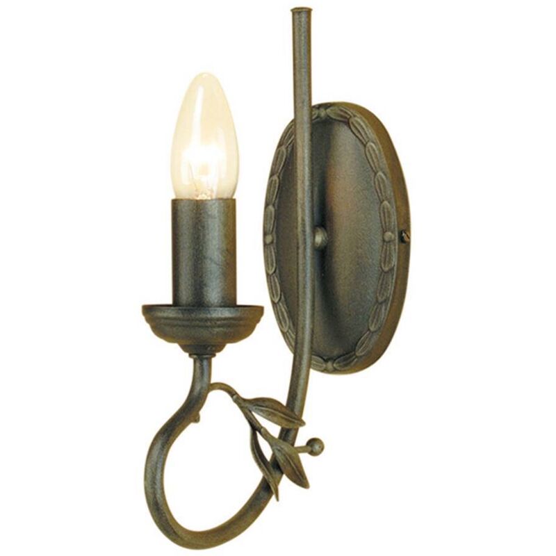 Olivia - Lampada da parete a candela per interni a 1 luce Nero, Oro, E14 - Elstead