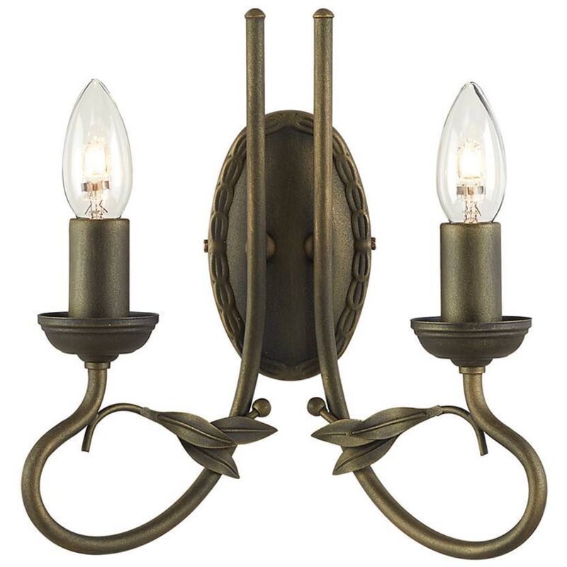 Elstead Olivia - Lampada da parete a candela per interni a 2 luci Nero, Oro, E14
