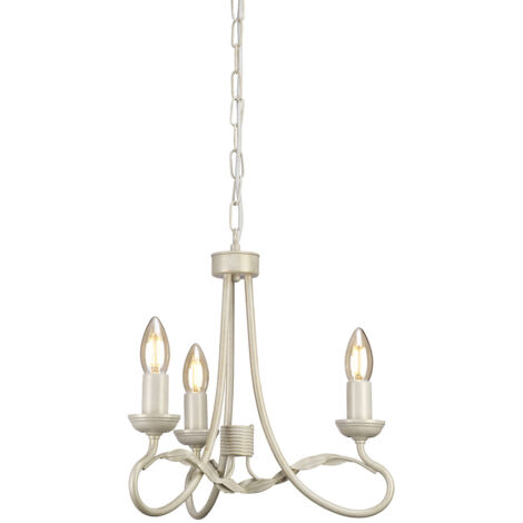 Elstead Olivia - Lampadario 3 Luci Avorio, Finitura Oro, E14