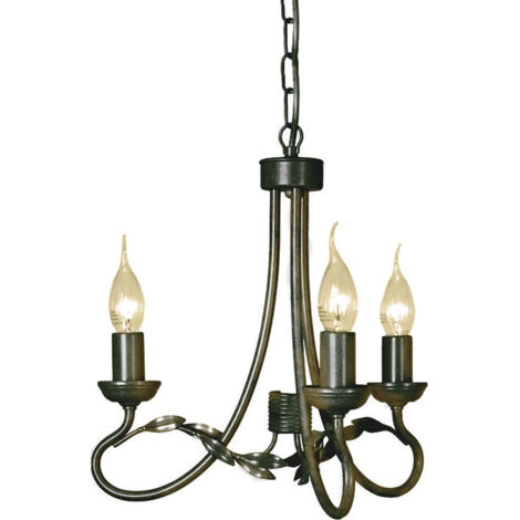 Elstead Olivia - Lampadario 3 Luci Nero, Finitura Oro, E14