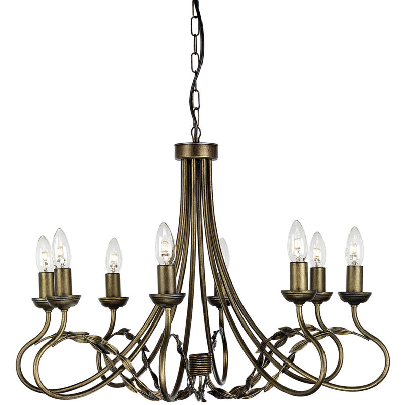 Olivia - Lampadario a 8 luci Nero, Finitura Oro, E14 - Elstead
