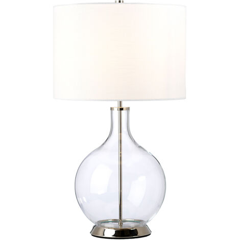 Elstead Orb Lampada da tavolo con paralume rotondo nichel lucido