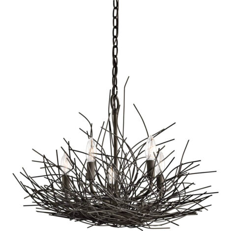 Elstead Organique - 5 Light Pendel Kronleuchter Light Old Bronze, E14