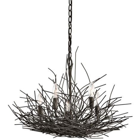 Elstead Organique - Lampadario a 5 luci a sospensione Light Bronzo antico, E14