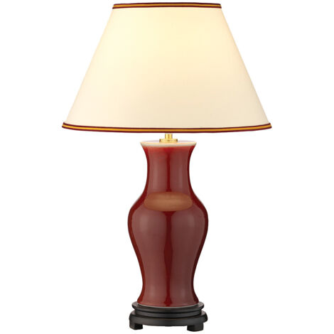 Elstead Oxblood Lampada da tavolo con paralume rotondo affusolato, sangue di bue