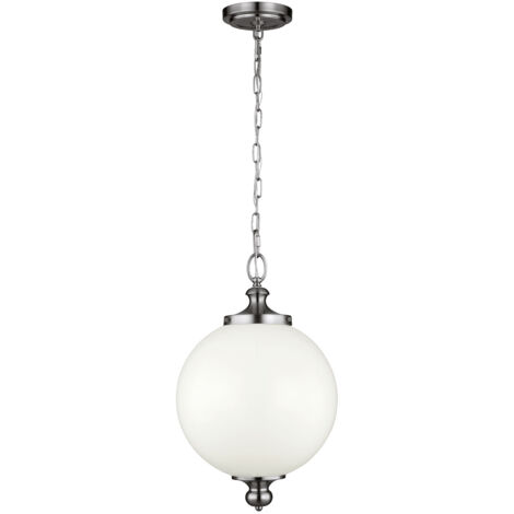 Elstead Parkman - Lampadario a soffitto a 1 luce grande globo nichel lucido, E27