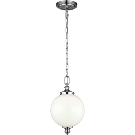 Elstead Parkman - Luminaire suspendu à 1 ampoule, petit globe, nickel poli, E27
