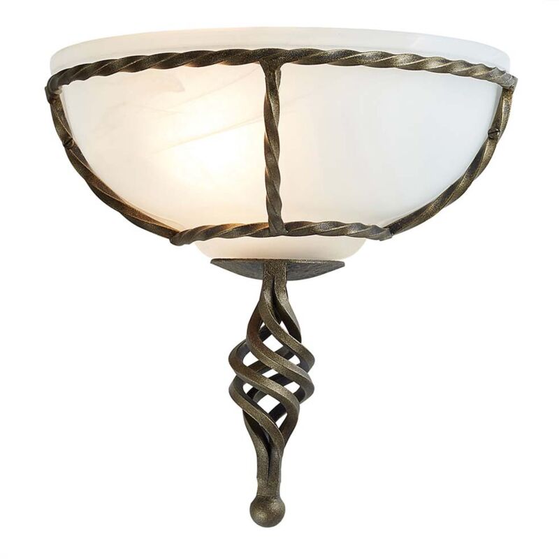 Lampada da parete in ferro forgiato a mano in vetro nero oro l 26 cm