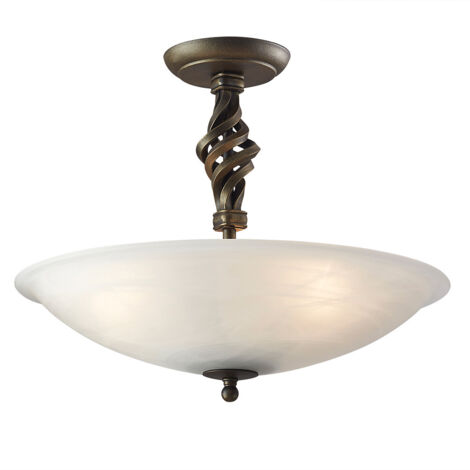 Elstead Pembroke - 3 Light Semi Flush Deckenleuchte Schwarz, Gold, E14