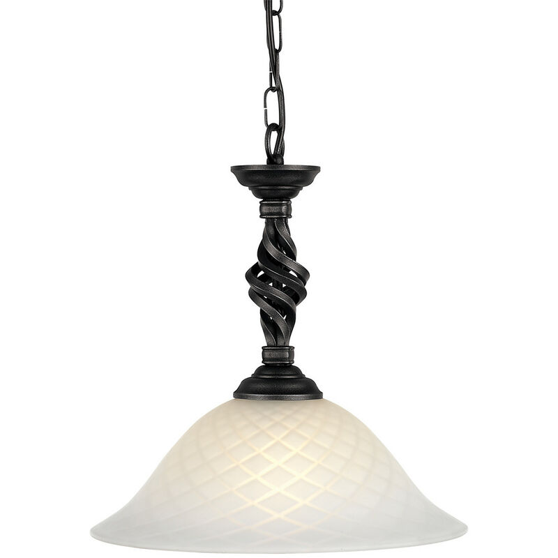 Pembroke - Sospensione a soffitto a cupola a 1 luce nera, E27 - Elstead