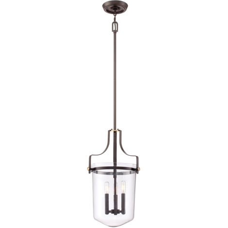 Elstead Penn Station - Lampada a sospensione a 3 luci in bronzo occidentale, E14