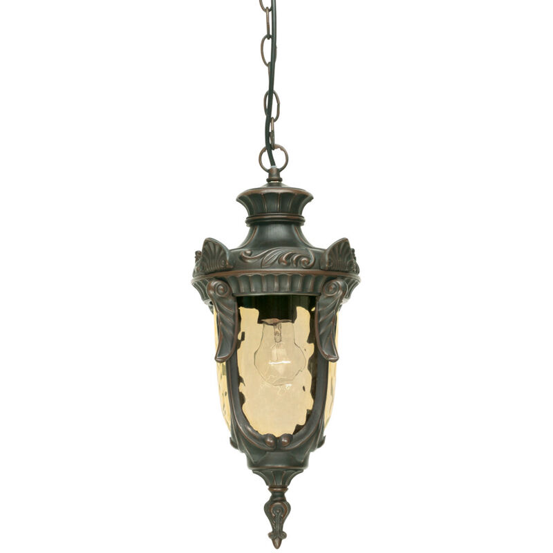 Philadelphia - Lanterna a Catena da Soffitto per Esterni Media 1 Luce Bronzo Antico IP44, E27 - Elstead