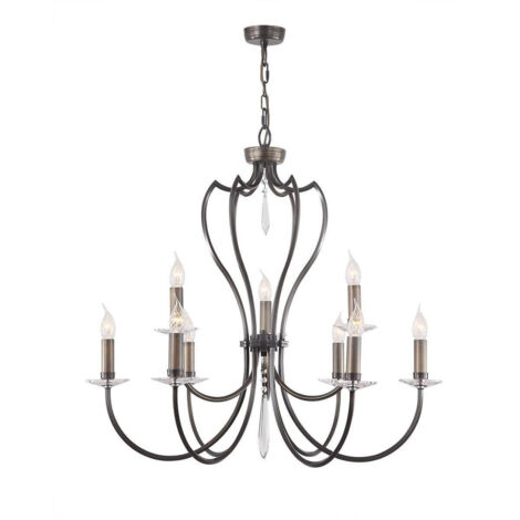Elstead Pimlico - 9 Light Chandelier Dark Bronze Finish, E14